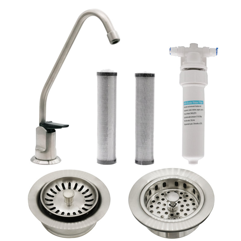 Westbrass Kitchen Faucet with Soap Dispenser, Satin Nickel