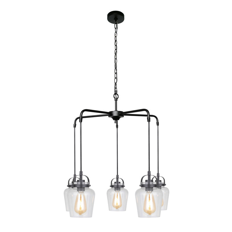 Lustre classique unique à 5 lumières Tribble, Noir mat