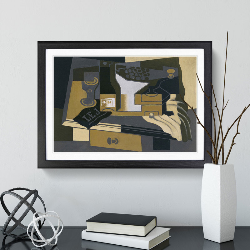 The Moulin Cafe by Juan Gris - Picture Frame Painting, Black Framed, 48cm H x 65cm W x 2cm D