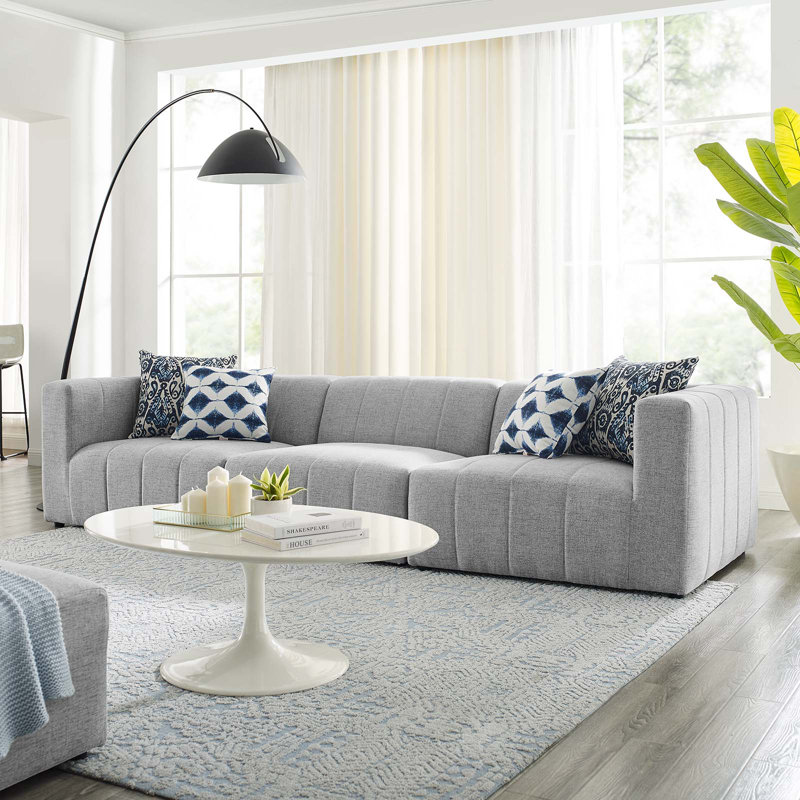 Modway Bartlett Upholstered Fabric Loveseat, Light Gray Velvet