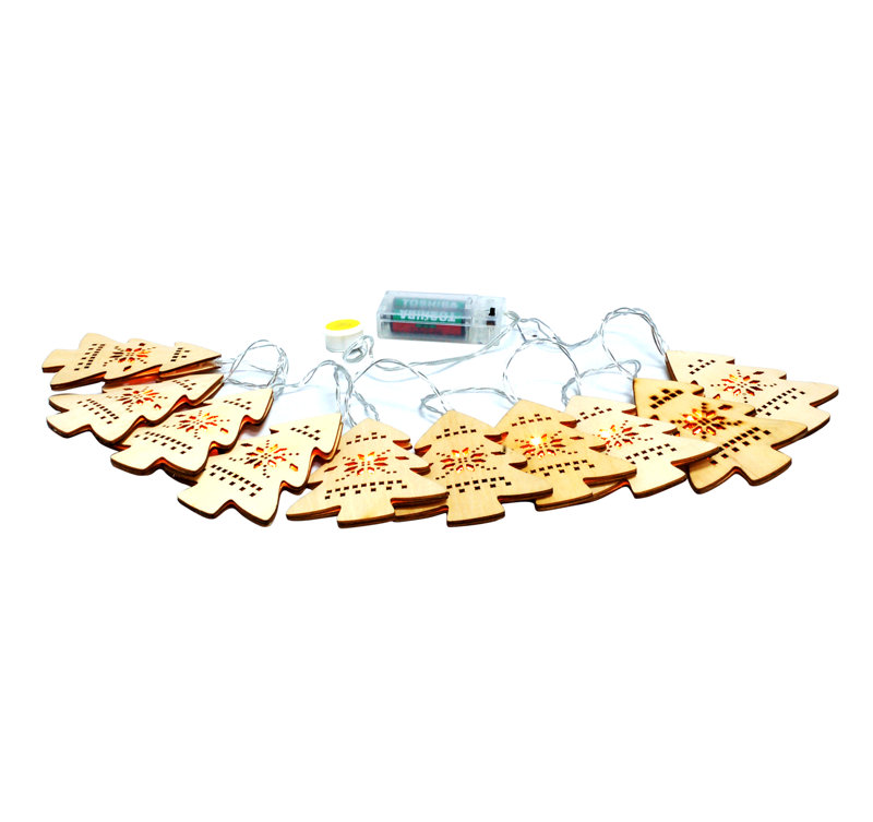 Warm White Wooden Christmas Tree LED String Lights, 48"