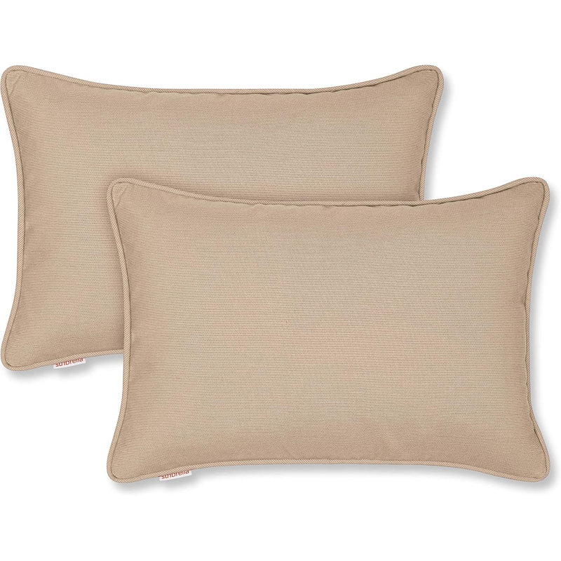 Housse de coussin Sunbrella, Rectangle H 13 po x l 20 po, Polyester, Sable