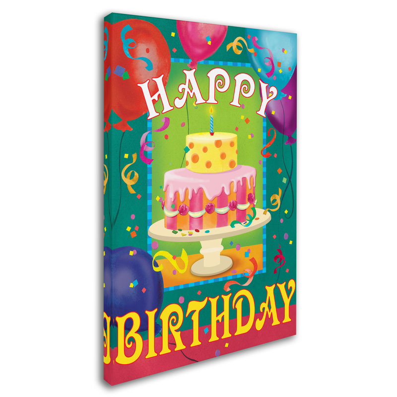 « happy birthday », reproduction d’impression sur toile tendue, H 24 po x l 16 po