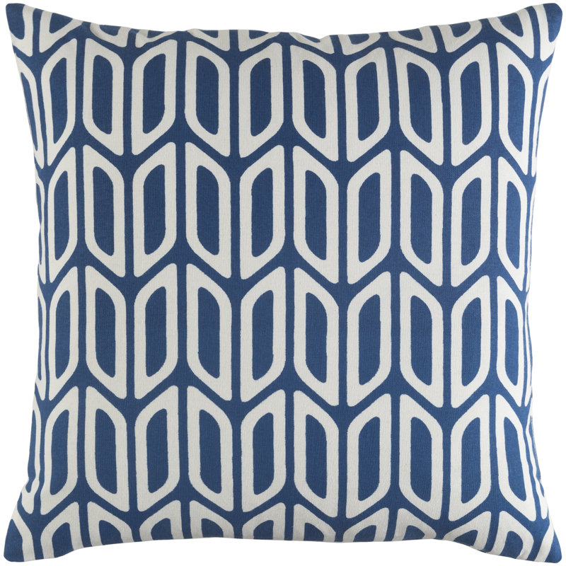 Trudy Geometric Cotton Reversible Pillow Cover, Navy/ White, Polyester/Polyfill