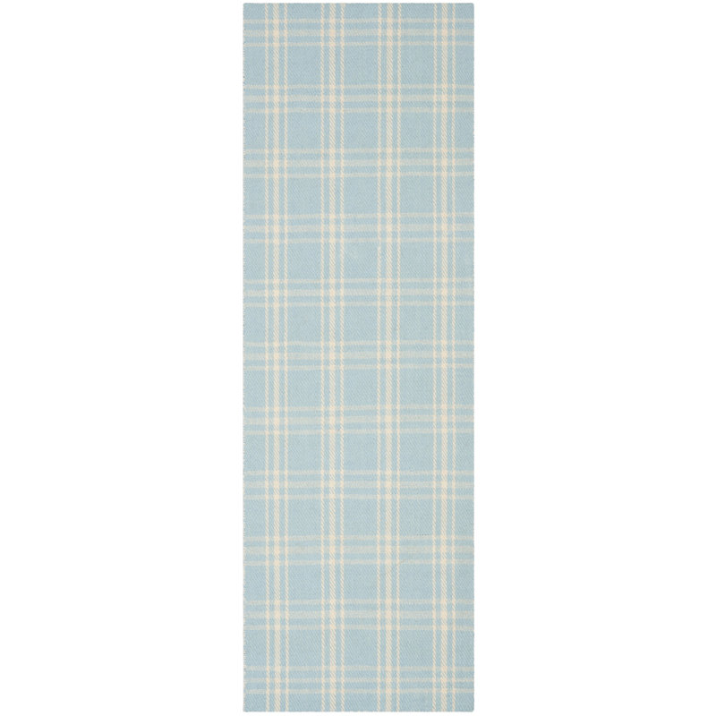 Lobato Kilim Hand Woven Flat Weave Wool Plaid Rug, Runner 2'3" x 7'