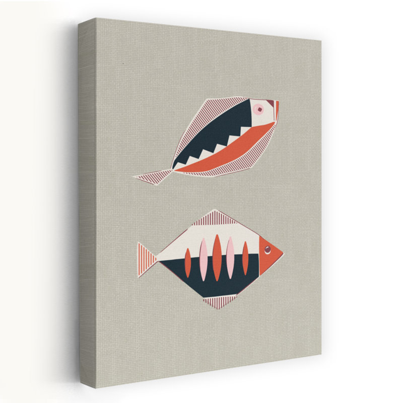 Art contemporain abstrait contemporain, poisson rétro, H 12 po x l 8 po, Beige