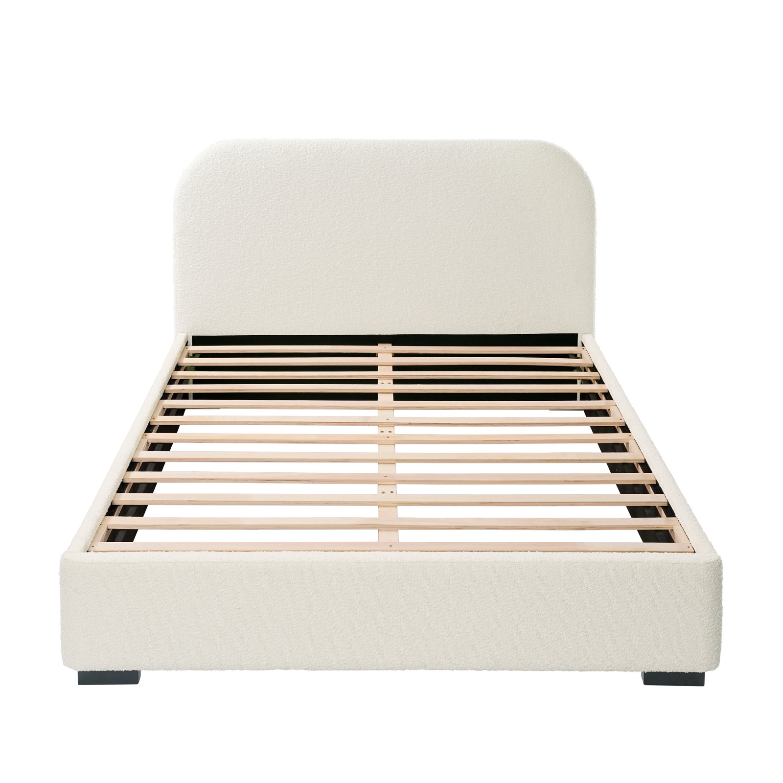 Reigen Platform Bed, Full, White Boucle