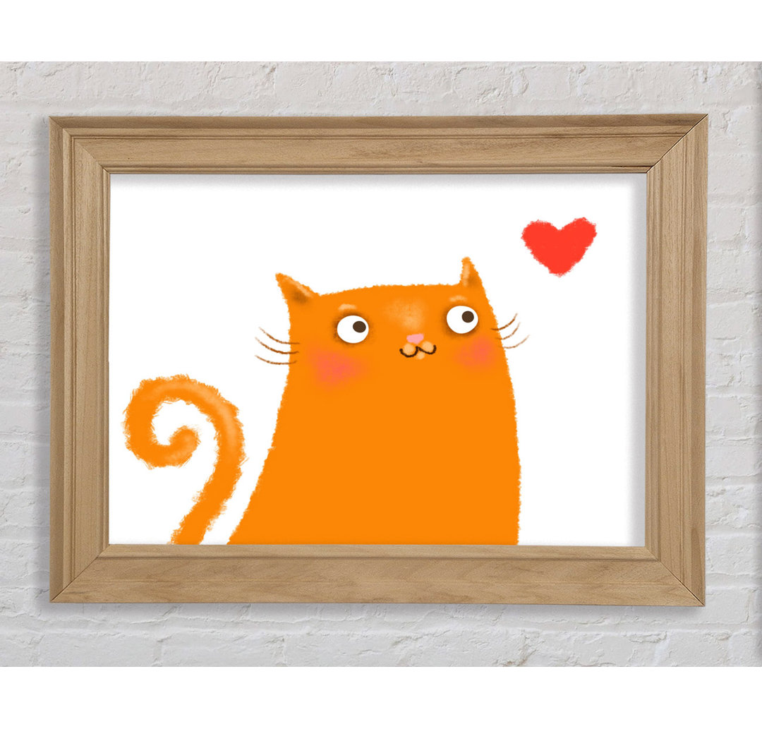 The Love Heart Orange Cat - Einzelne Bilderrahmen Kunstdrucke