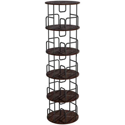 360 Revolving Book Shelf Organizer, 5 Tier Vertical Storage For Living Room, Stable Structure And Easy Assembly, +iron