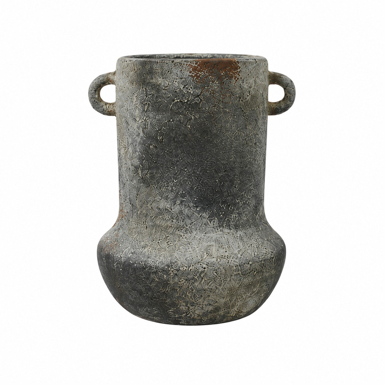Cole and Ceramic Antique Style Textured Decorative Vase with Yellow Shadings, Gray