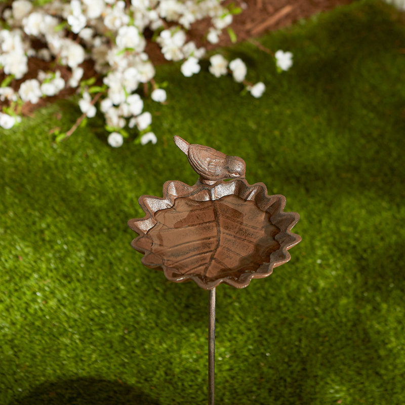 Iron Single Tier Birdbath, 29" H x 5.75" W x 5.75" D