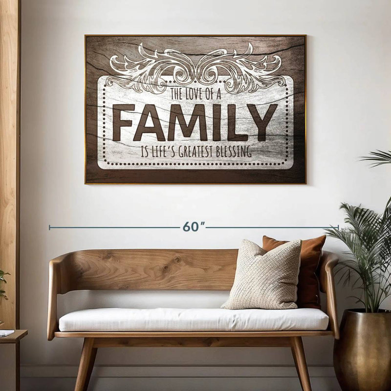 Plaque murale «Love of a Family Quote II», 46 po x 31 po, Cadre flottant doré