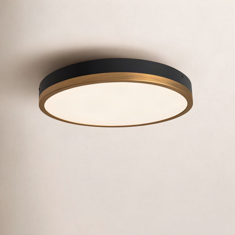 Orland Glass LED Flush Mount, 2" H x 15" W x 15" D, Aged Gold/Matte Black