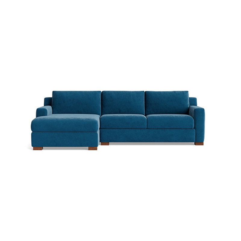 Catalina Chaise Sectional, Left Hand Facing, Performance Velvet - Denim
