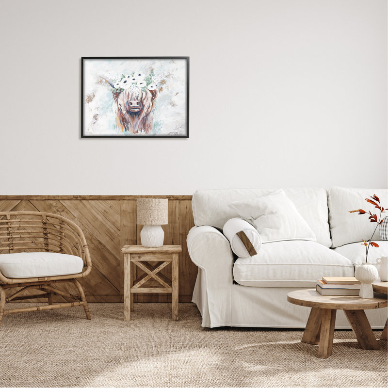 «Rustic Country Longhorn», bocaux mouchetés, fleurs surdimensionnées, art numérique sur estampe numérique par Mackenzie Kissell