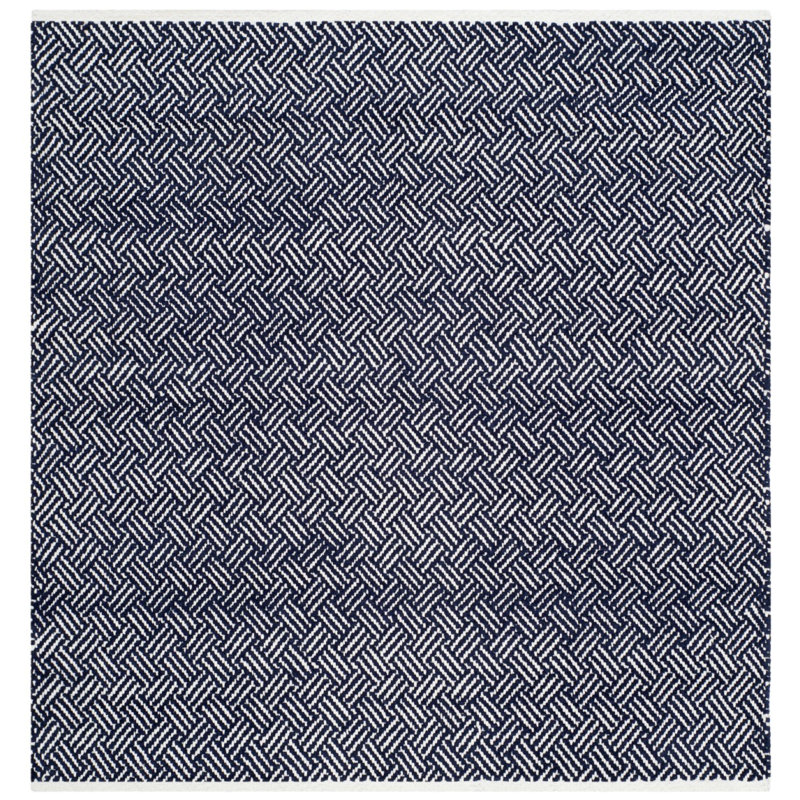 Bryent Flat Weave Cotton Geometric Rug, Square 6'