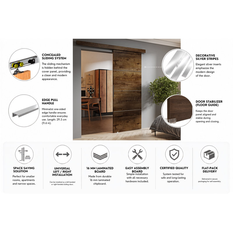 DOOR MALIBU 1, 86cm x 205cm, Dark Ash