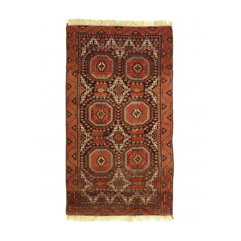 Tapis afghan rétro noué à la main 3 pi 4 po x 6 pi 1 po