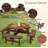 Round Tabletop Wood Picnic Table with Built-in Benches-746001689-746001690