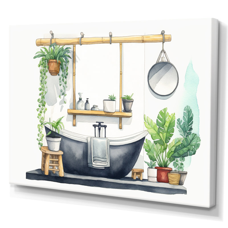 «Natural Bathroom Decor III», reproduction sur toile encadrée, H 34 po x l 44 po, Toile tendue