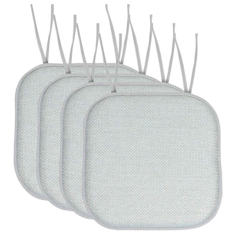 Cameron Memory Foam No Slip Back 16" x 16" Chair Pad Cushion with Ties, Wine/Wine Polyester, 4
