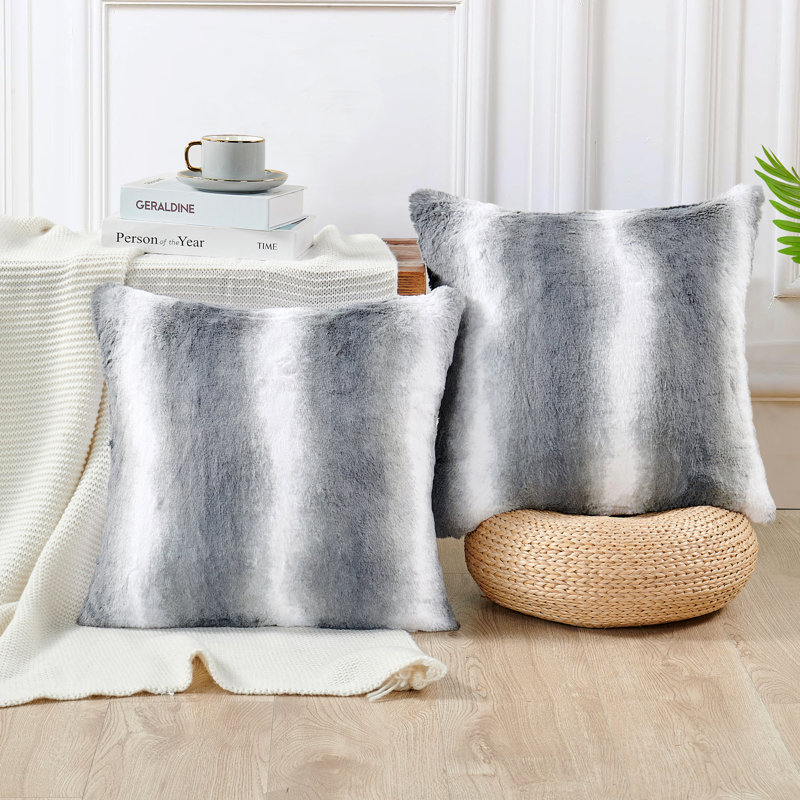 Beckie Animal Print Faux Fur Pillow Cover, Quarry