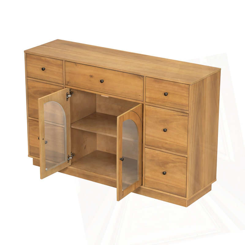 2 Doors And 7 Drawers Cabinet, Natural