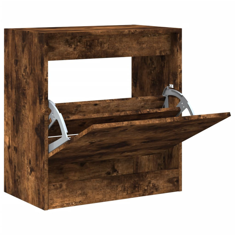 3 Pair Shoe Storage Cabinet, Smoked Oak