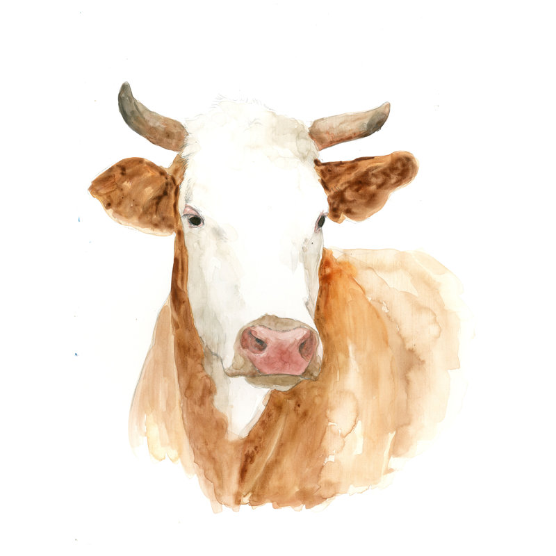 The Cow II - Painting Print, 46cm H x 30cm W, Black Floater Framed