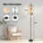 PeeNoke 68.5" Standing Floor Lamp Black Beige Feather Patterned Seamless Design Dimmable Metal Pole Lamp with Linen Lampshade LED Bulb Included