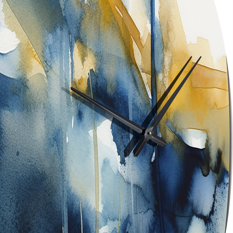 Horloge murale bleue et dorée Fusion IV - Fractals, Grand