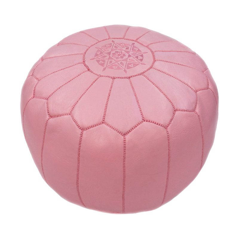 Pouf en cuir Jorden rose clair