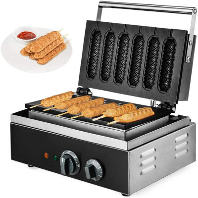 1500W Commercial 6pcs Waffle Maker Hot Dog Machine