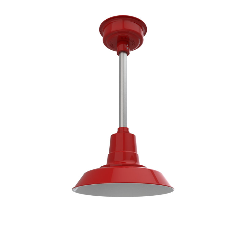 Luminaire suspendu en forme de dôme à 1 lumière DEL Haleigh, H 48 po x l 12 po x P 12 po, Rouge cerisier / argent galvanisé