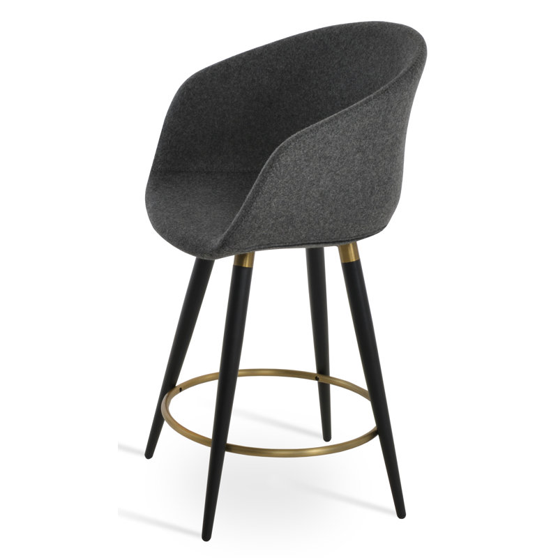 Tribeca Ana Counter & Bar Stool, Black, Black Faux Leather, Counter Stool (24” Seat Height)