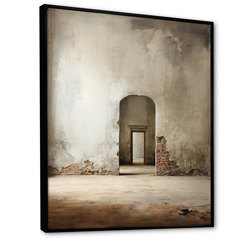 Impression sur toile «Beige minimalisme Embrace I», Cadre flottant noir, H 20 po x l 12 po x P 1 po