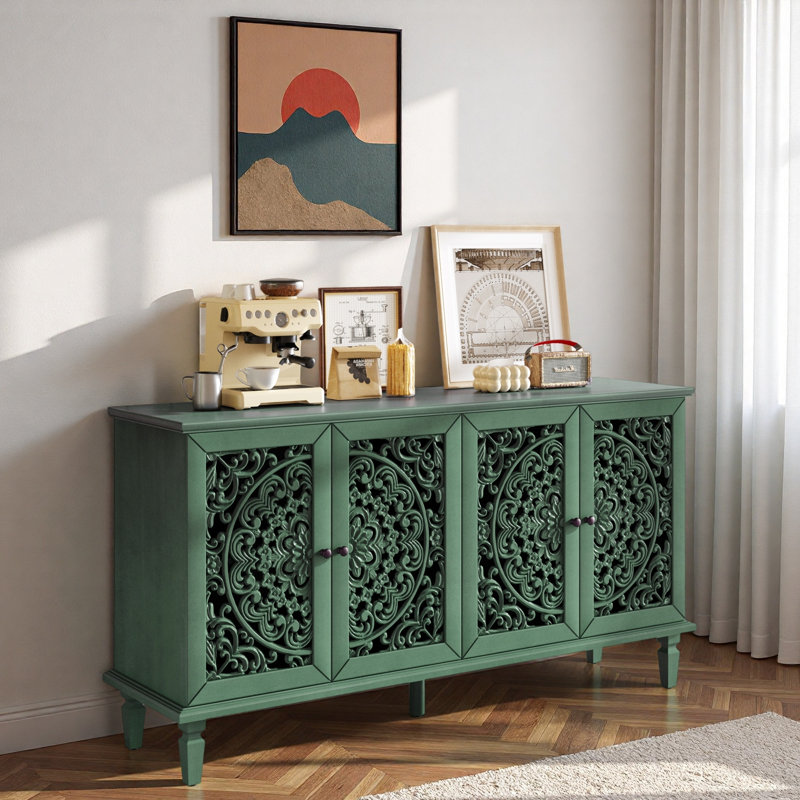 Buffet floral ajouré Floral, Vert antique