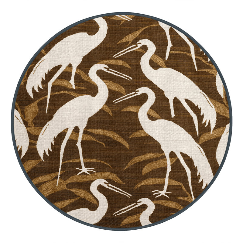  Tapis hawaïen lavable Egrets, Rond 8 pi