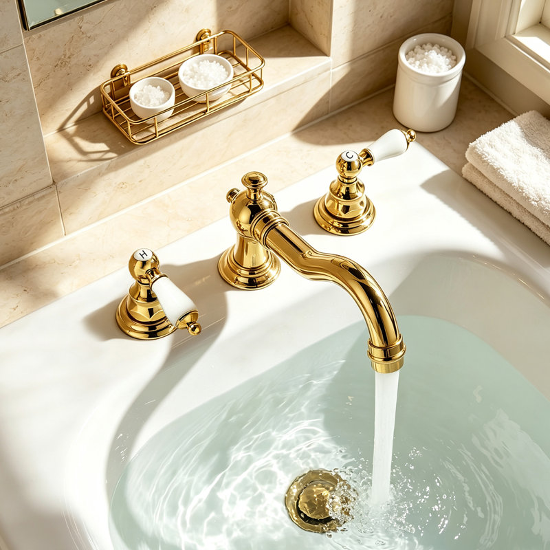 Robinet de salle de bain surdimensionné à 3 trous, robinet à 2 poignées, valve incluse