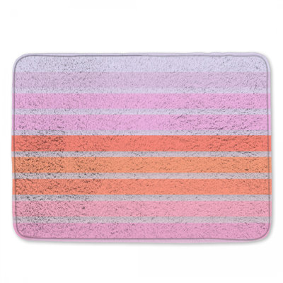 Pink Orange Stripes Bath Mat