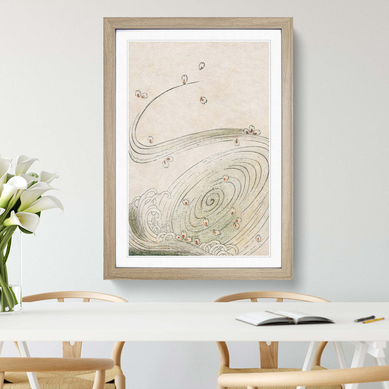 Wave Illustration by Watanabe Seitei - Picture Frame Painting Print, 65cm H x 48cm W x 2cm D, Oak Framed