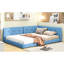 Lit plateforme double tapissier avec hublots, bleu - pour la décoration de la chambre à coucher-1332881307-1332881305