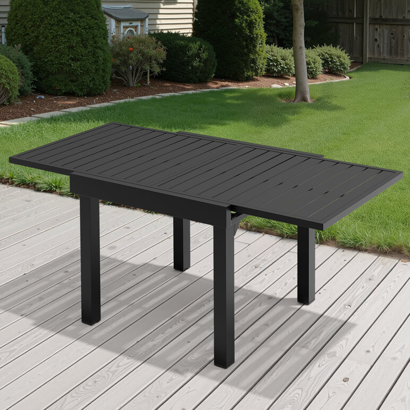 Table de salle à manger extensible en aluminium pour 4 à 12 personnes , H 29,53 po x L 63 po x l 31,5 po