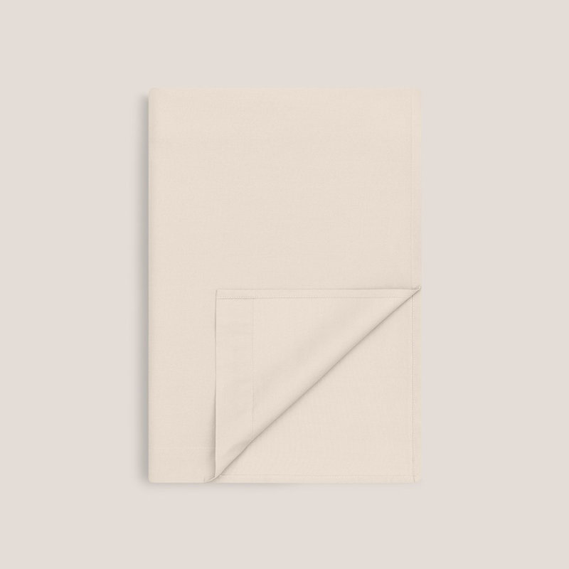 Drap en coton Samira, Lit simple, Motif floral, Crème