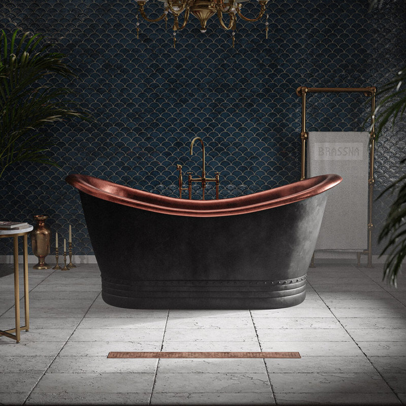  Freestanding Bathtub – Bold and Modern Artisan Tub for Contemporary Spaces, Matte Black;Copper