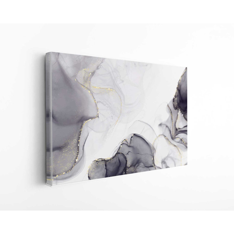 Art moderne sur toile marbré, H 24 po x l 36 po x P 1 po