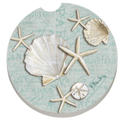 Sous-verre en pierre de lin absorbant coquillages coquillages