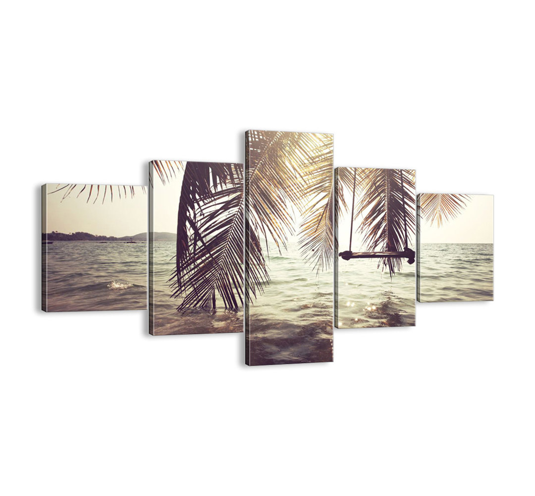 Haus am Meer 5-tlg. Leinwandbilder-Set Du kannst nach Belieben in den Wolken schaukeln Größe: 70 cm H x 125 cm B x 1,8 cm T