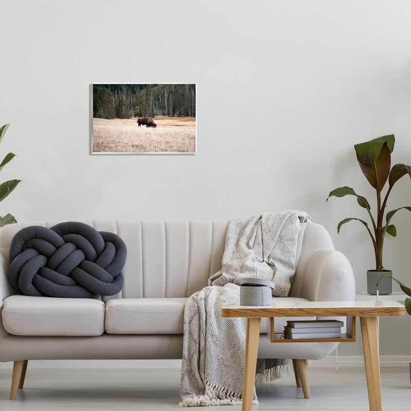 Rustic Brown and Beige MDF Wood Bison Landscape Wall Art