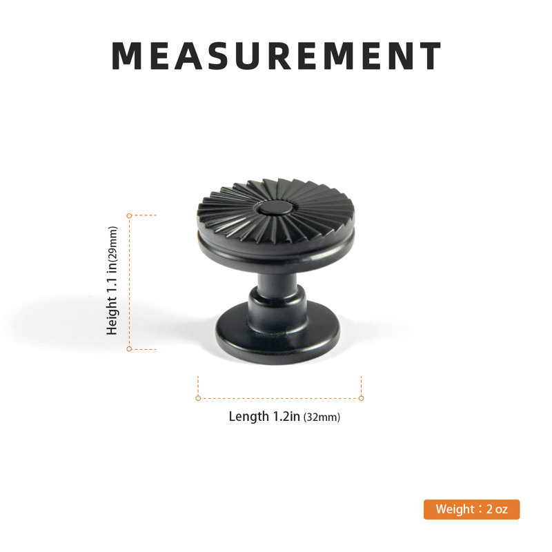 1.2'' Diameter Elegant Circle Knob Multipack, Black